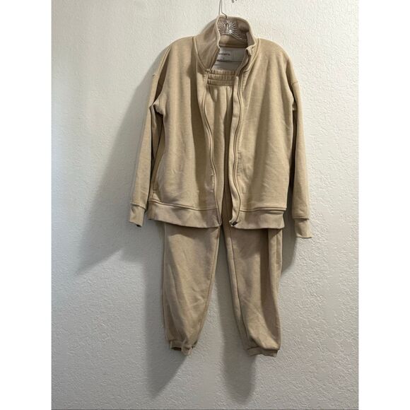 Mondetta Athleisure Set Women Preppy Staple Warm Jogger Cozy Fleece Zip Size M - Picture 1 of 4